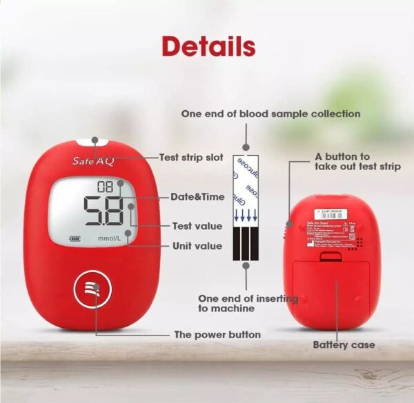 Sinocare Safe AQ Smart Blood Glucose Monitor With 10 Test Strip - Image 2