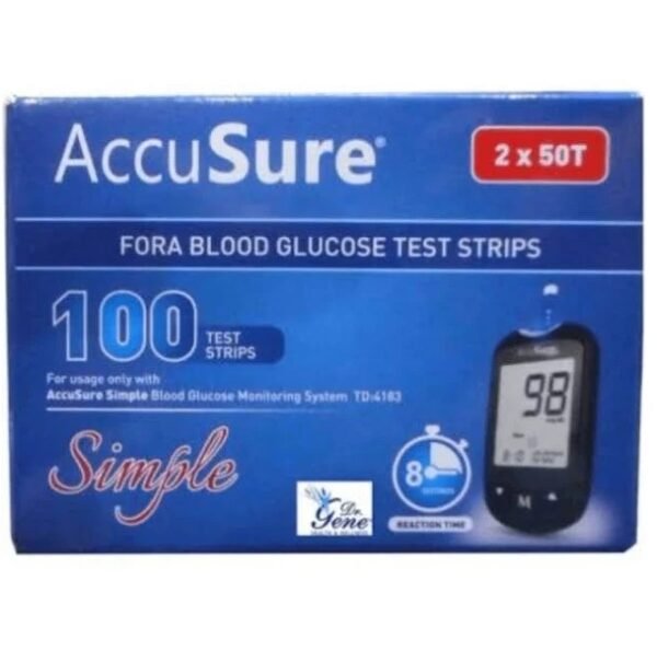 AccuSure Simple Blood Glucose Test 100 Strips