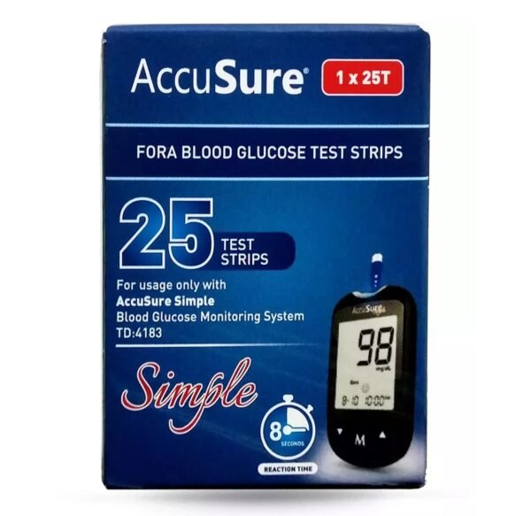 Accusure Simple Blood Glucose 25 Test Strips