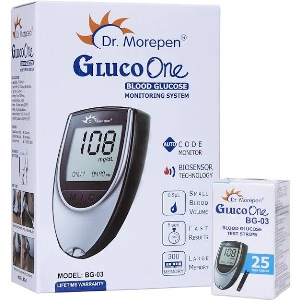 Dr. Morepen Glucose Monitor With 25 Test Strips