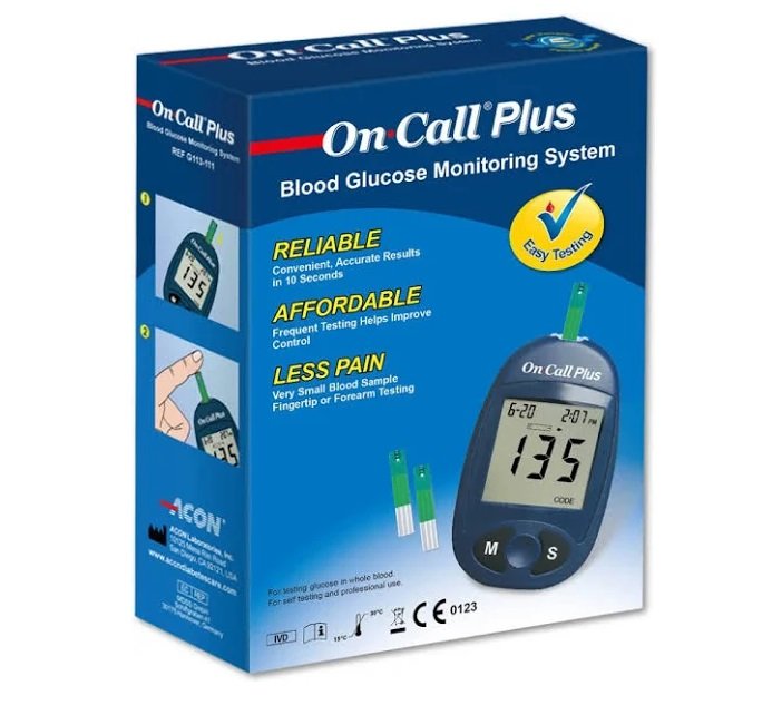 On Call Plus Blood Glucose Monitor With 10 Strips Free