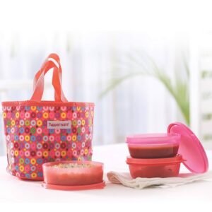 Tupperware Girl’s Plastic Day Out Lunch Box, 450/300ml (Peach and Pink)