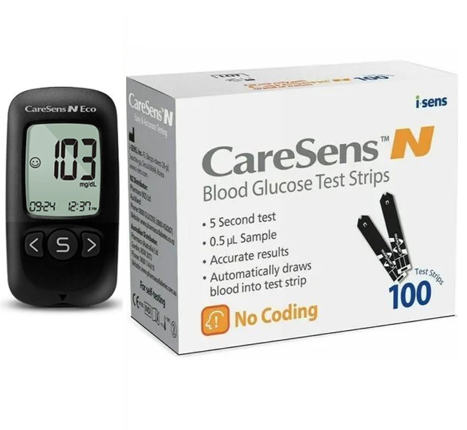 CareSens N Eco Blood Glucometer With 100 Test Strips