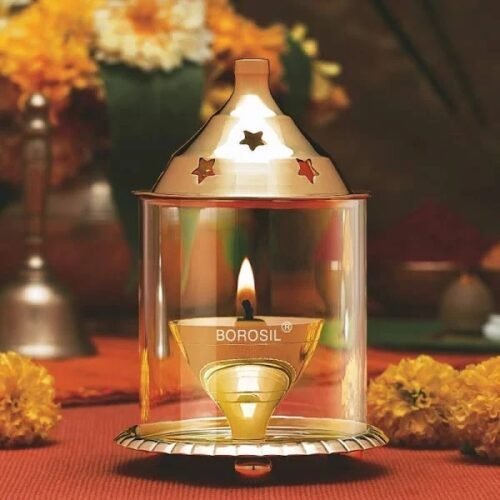 Borosil Akhand Diya (Medium Brass)