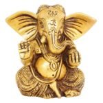 Design And Made In Yellow Brass Religious Statue Ganesh With Big Ear