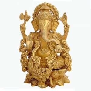 Gath Bandhan Brass Aone India Mangal Kari Ganesh – Statue, Home Décor (Brass, 12. 25″I Height)