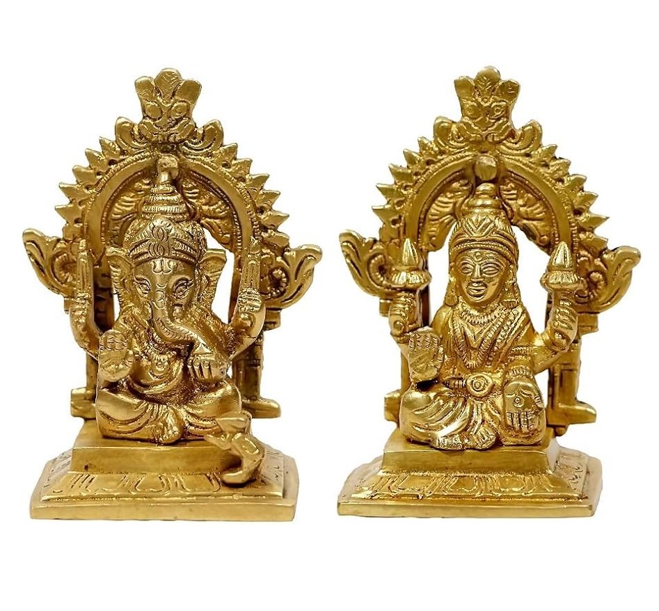 God Laxmi Ganesh Set/Diwali Gift (Religious Item) Statue Idol Murti In Brass For Home & Office (Dimension LxBxH – 2.5×1.5×4) Inches, Weight – 540 Gm