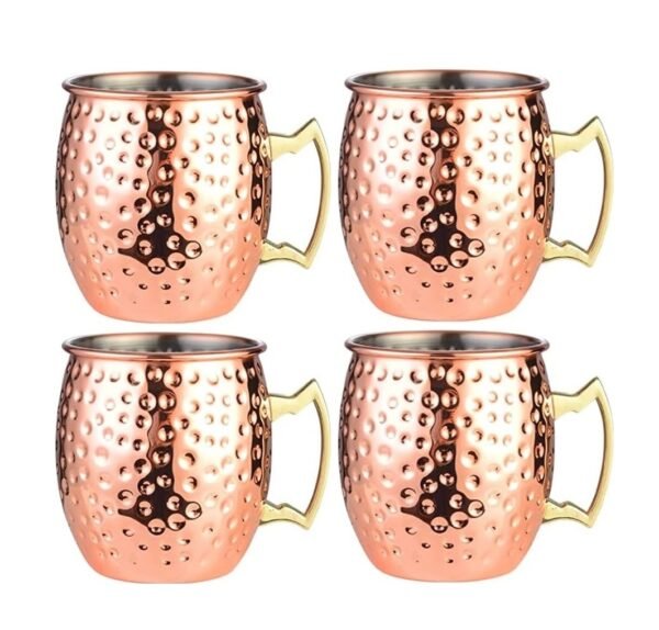 Hammered Inside Nikle Moscow Mule Mugs Pure Copper 530ml (Set of 4)