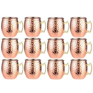 Hammered Inside Nikle Moscow Mule Mugs Pure Copper Set of 12 (550ml)