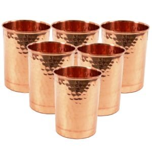 Handmade Pure Copper Plain Glass 250ml (6 Set)