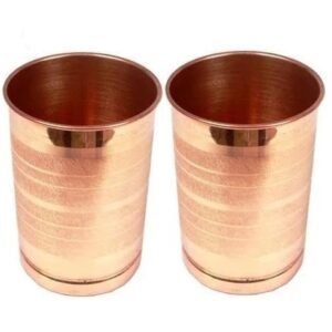 Handmade Pure Copper Plain Glass 250 ml (2 Set)