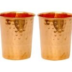 Handmade Pure Copper Plain Glass 250ml (2 Set)