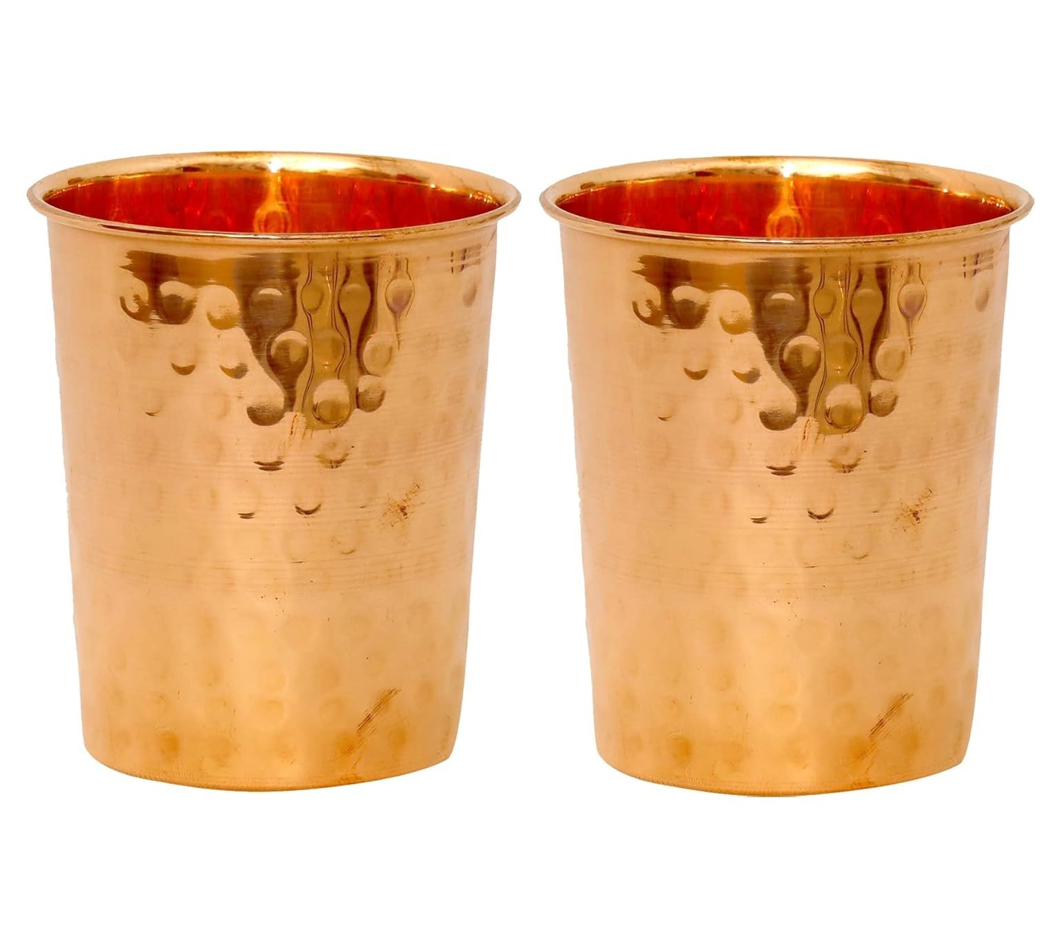 Handmade Pure Copper Plain Glass 250ml (2 Set)