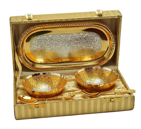 Party Gifts Silver Gold Plated Bowl Set With Beautiful Box