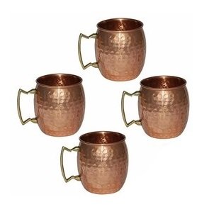 Solid Copper Hammered Moscow Mule Mug 4 pcs 530 ml