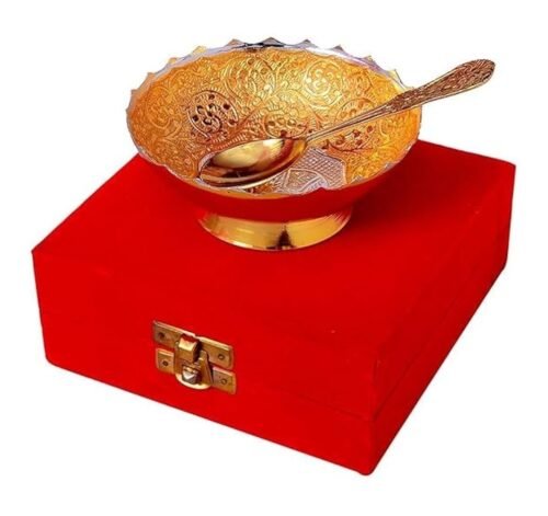 Relikart Elephant Pattern Gold And Silver Plated Brass Bowl