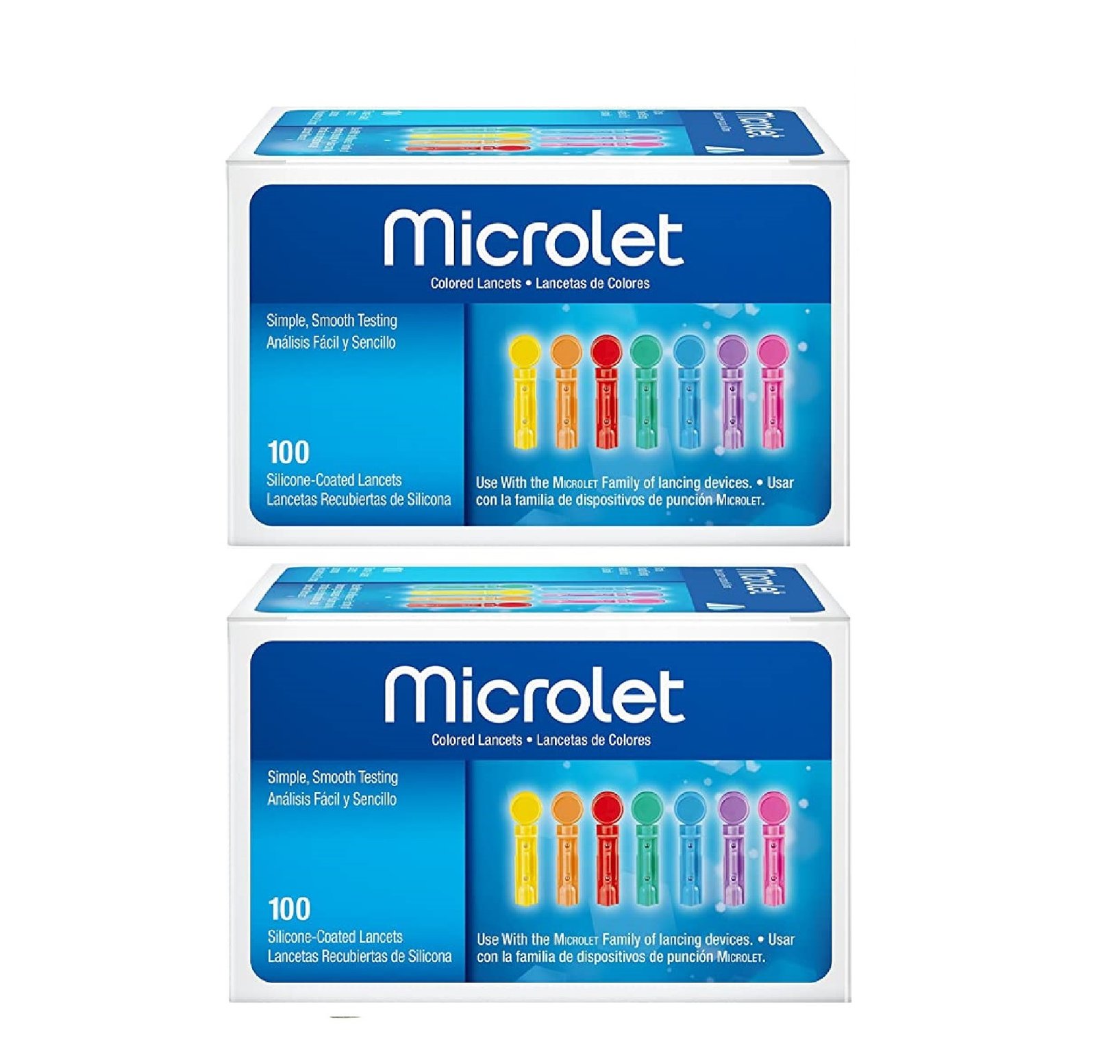 Microlet Colored Lancets 100 Lancets (Pack of 2)