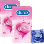 Durex Extra Thin Bubblegum Flavored Condoms For Men- 10s (Pack Of 2) (Discreet Packaging)