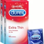 Durex Extra Thin Condoms for Men – 10 Count (Pack of 2) (Discreet Packaging)