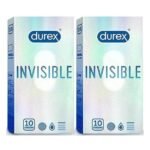 Durex Invisible Super Ultra-Thin Condoms for Men-10 Count (Pack of 2) (Discreet Packaging)