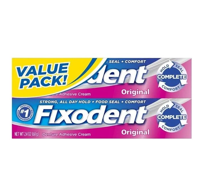 Fixodent Complete Denture Adhesive Cream Original 24 or 68gm (Pack of 2)