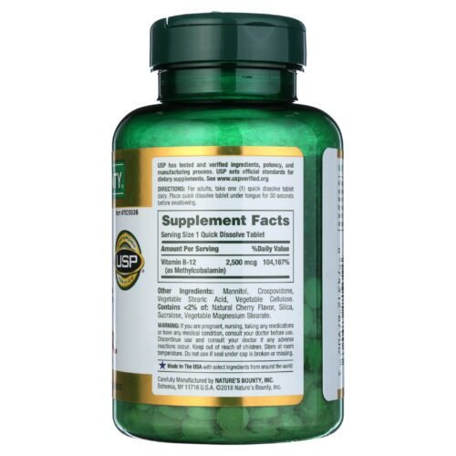 Nature's Bounty B-12 Methylcobalamin 2500 mcg 300 Tablets