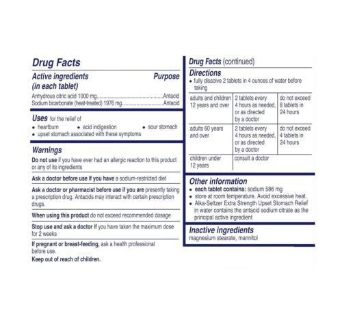 Alka-Seltzer Original Antacid Effervescent Tablets 116 Count