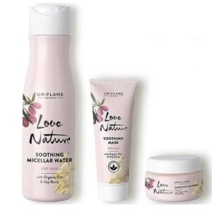 Oriflame Love Nature Soothing Mask 75ml, Micellar Water 150ml, Face Cream 50ml