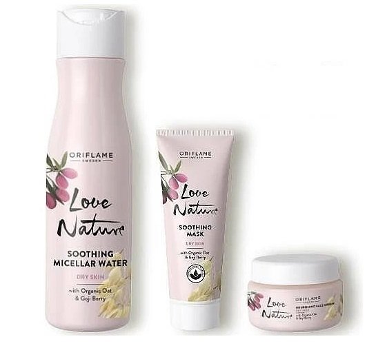 Oriflame Love Nature Soothing Mask 75ml, Micellar Water 150ml, Face Cream 50ml