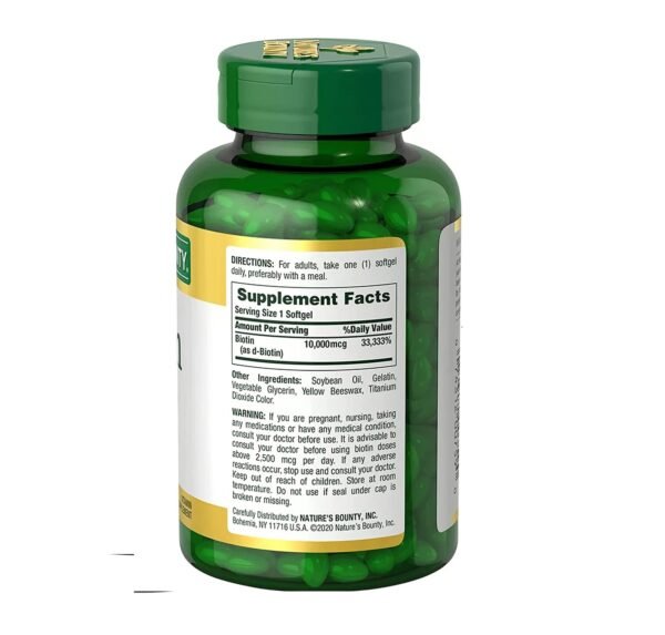 Nature's Bounty Biotin 10,000mcg 250 Softgel - Image 4