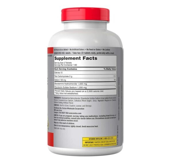 Kirkland Signature Glucosamine 1500mg/Chondroitin 1200mg 280 Tablets - Image 3