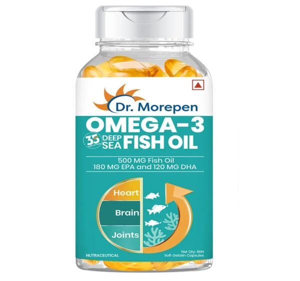 Dr. Morepen Fish Oil 500mg with 180 mg EPA & 120mg DHA 60 Softgels