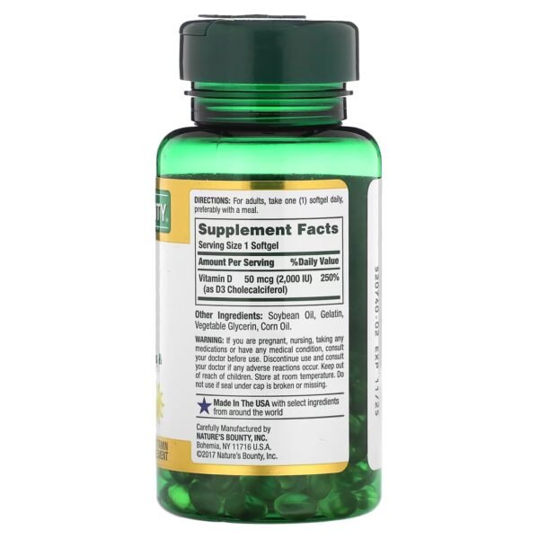 Nature's Bounty D3 50mcg 2000IU 150 Capsules - Image 2