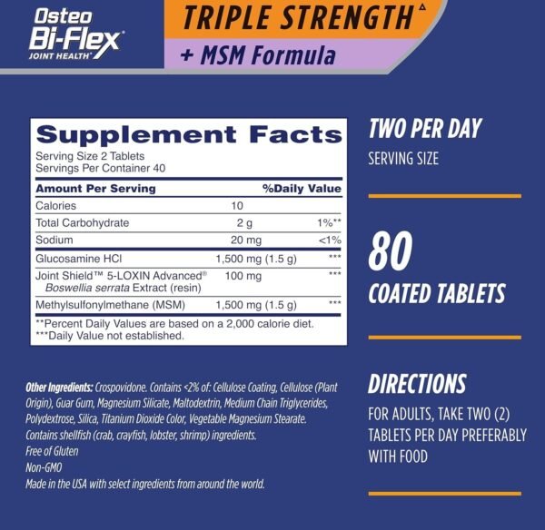 Osteo Bi-Flex Triple Strength MSM Formula With Glucosamine 80 Tablets 1