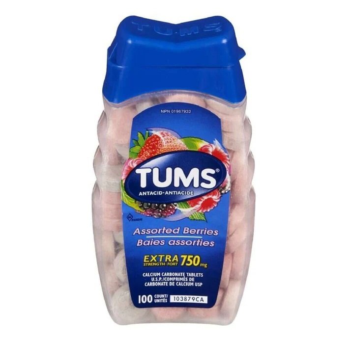 Tums Antacid Assorted Fruit Extra Strength 750mg 100 Chewable Tablets