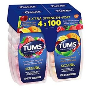 Tums Antacid Assorted Fruit Extra Strength 750mg 100 Chewable Tablets (Pack of 4)