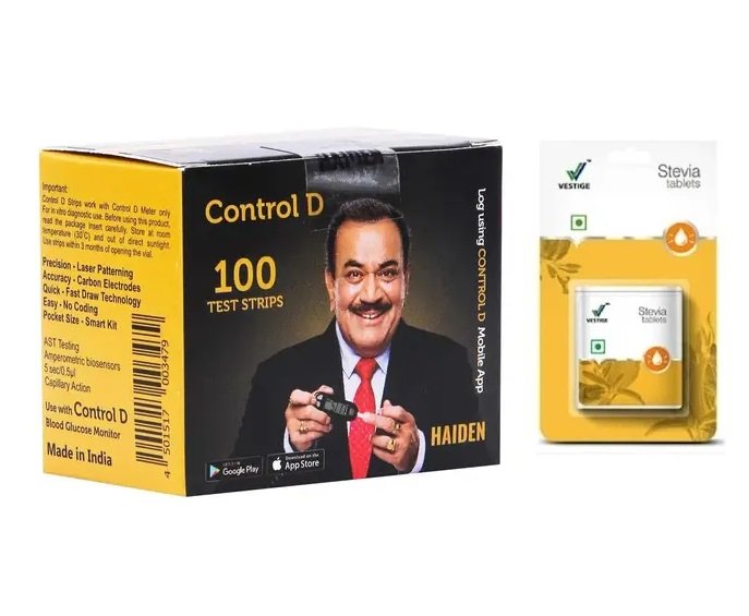 Control D Glucose 100 Strips With Stevia Sugar Free 100 Tablets