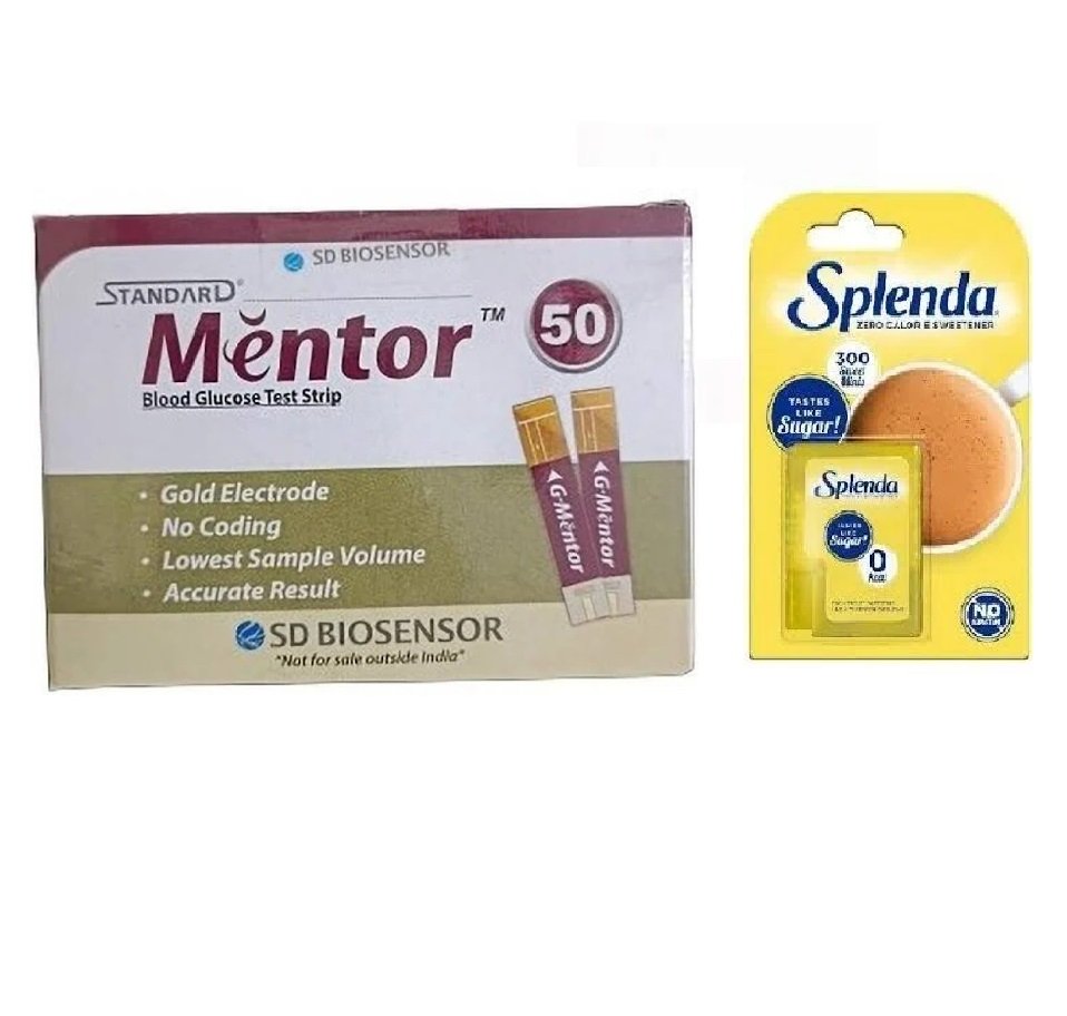 Mentor Blood Glucose 50 Test Strips with Splenda Sugar Free 300 Sweet Minis