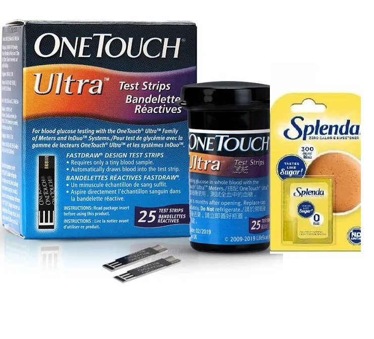 OneTouch Ultra Glucose Strips 25 Splenda Sugar Free 300 Sweet Minis