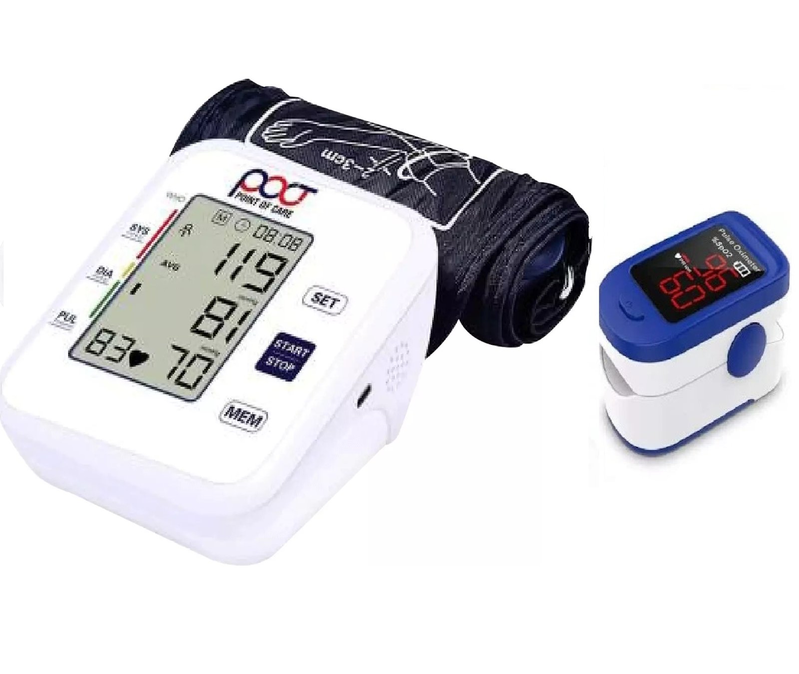 POCT PBM 01 Digital Blood Pressure Monitor With Pulse Oximeter Fingertip