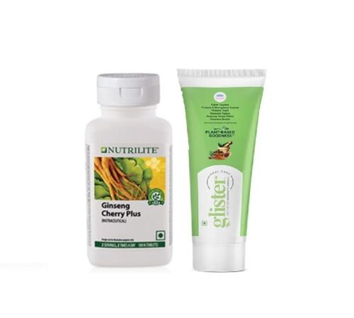 Amway Nutrilite Ginseng Cherry Plus 100 Tablet With Glister Toothpaste Herbal 50g