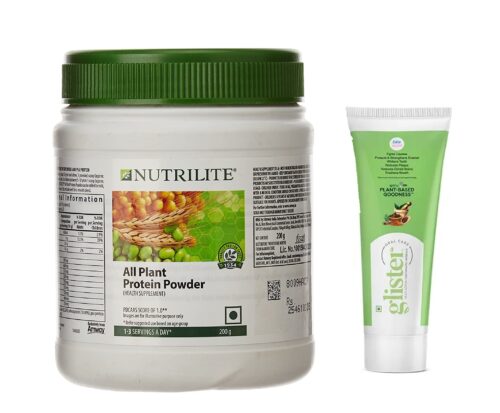 Amway Nutrilite All Plant Protein Powder 200gm With Glister Herbals Toothpaste 50g