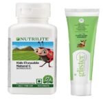 Amway Nutrilite Kids Chewable Natural C 100 Tablet With Glister Toothpaste Herbal 40g