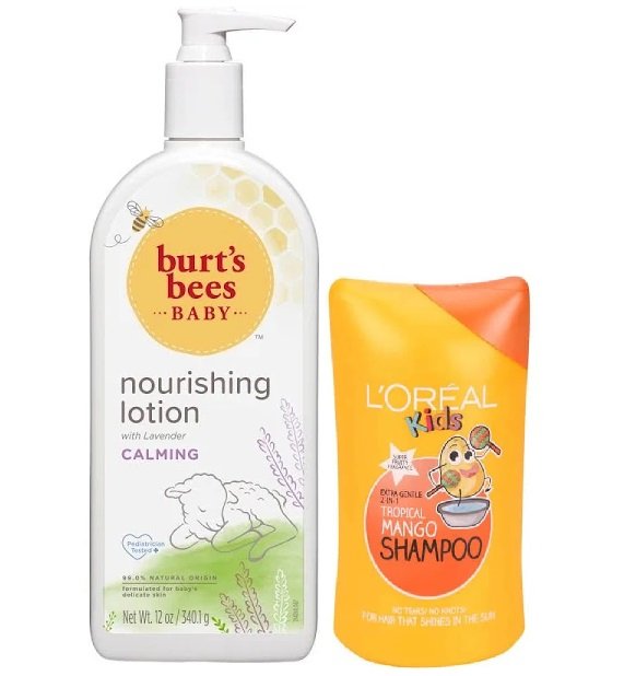 Burt’s Bees Baby Bee Calming Body Lotion 12oz /340.1gm With L’Oreal Paris Kids Tropical Mango Shampoo 250ml