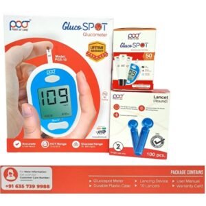 Poct Gluco SPOT Glucometer With 50 Strips And 100 Lancets Combo