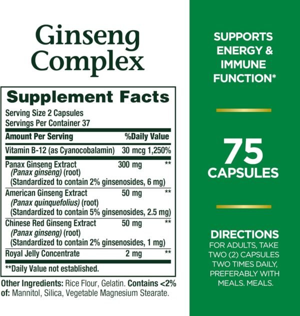 Nature’s Bounty Ginseng Complex 75 Capsules