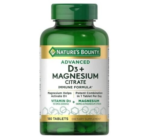 Nature's Bounty Advanced D3+ Magnesium Citrate 180 Tablets