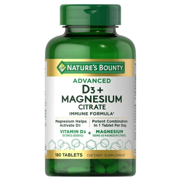 Nature's Bounty Advanced D3+ Magnesium Citrate 180 Tablets