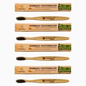 SamShri Ayurveda Bamboo Toothbrush (Family Pack) (Set of 4)