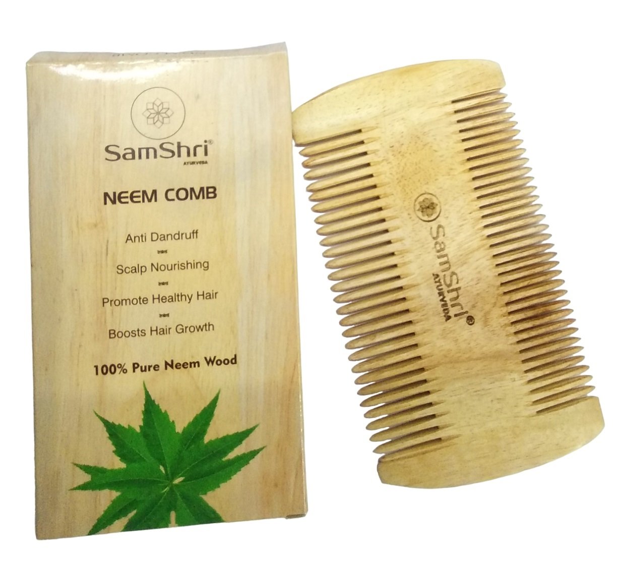 SamShri Ayurveda Neem Wooden Lice Comb (Pack Of 2)